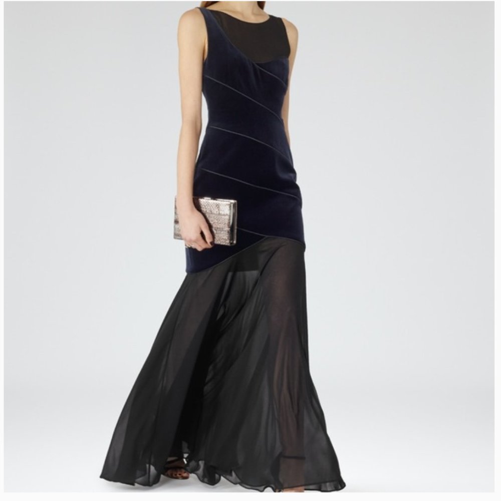 Reiss Navy and Black Maxi Dress